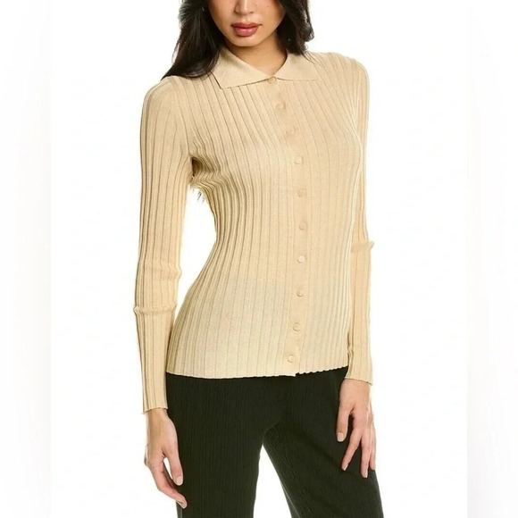 Vince Tops - Vince Ribbed Collar Cardigan Sz L